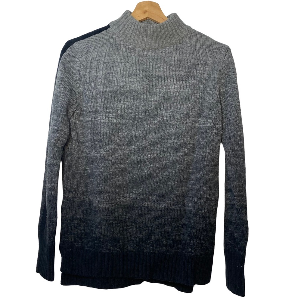 Athleta Ombre Sunset Black Gray Merino Wool Mock Neck Pullover Sweater Womens S